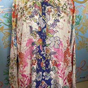 Johnny Was Colorful Floral Shirt